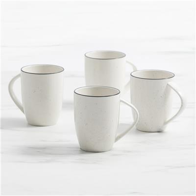 Salisbury & Co Mona Mug 400ml 4pc White w/ Black Speckle | Kitchen Warehouse™