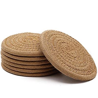 Absorbent Drink Coasters Handmade Braided Drink Coasters 6 Pack (4.3 Inch, Round, 8mm Thick) Super Absorbent Heat-Resistant Coasters for Drinks Great