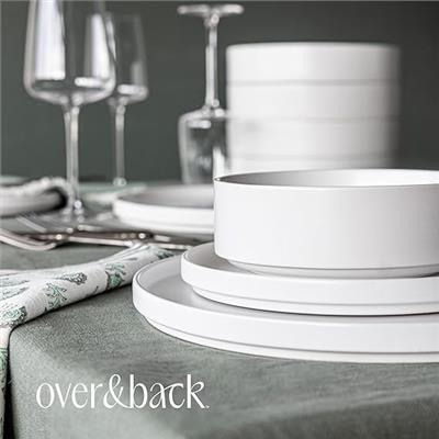 Amazon.com | over&back Stackable Dinnerware Set - Stoneware Dishes - Comes with 4 Dinner Plates, 4 Salad Plates, 4 Cereal Bowls, and 4 Dinner Bowls -