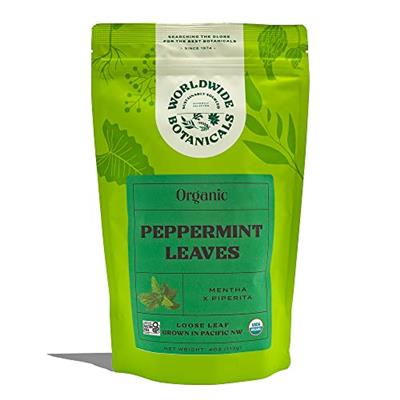 Worldwide Botanicals Organic Peppermint Tea - Pacific Northwest Peppermint - Loose Leaf Premium Herbal Tea, 100% Pure Peppermint, Digestive Tea, Antio