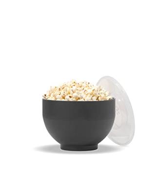 W&P Microwave Silicone Popper Maker | Black | Collapsible Bowl w/Built in Measuring, BPA, Eco-Friendly, Waste Free, 9.3 Cups of Popped Popcorn