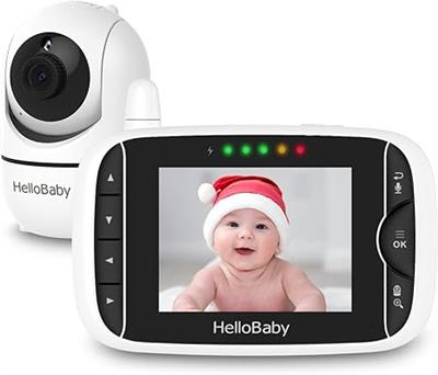 Amazon.com: HelloBaby Video Baby Monitor with Remote Camera Pan-Tilt-Zoom, 3.2 Color LCD Screen, Infrared Night Vision, Temperature Display, Lullaby