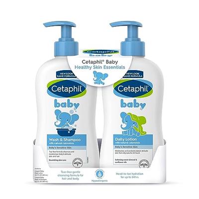 Cetaphil Baby Wash & Shampoo Plus Body Lotion, Healthy Skin Essentials, Mothers Day Gifts, Head to Toe Hydration for up to 24 Hours, for Delicate, Se