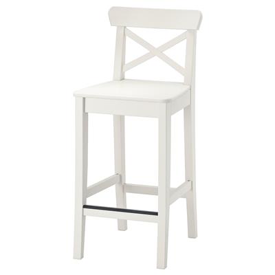 INGOLF bar stool with backrest, white, 63 cm (243/4) - IKEA CA