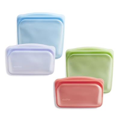 Stasher Reusable Silicone Storage Bag, Food Storage Container, Microwave and Dishwasher Safe, Leak-free, 4-Pack Lunch/Travel Bundle, Rainbow