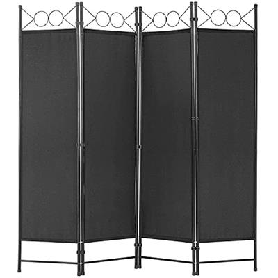 4 Panel Room Divider 6FT Steel Frame Screen Folding Privacy Divider Freestanding Partition for Home Office Bedroom (Black)