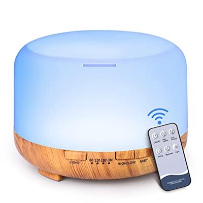 Essential Oil Diffuser, YIKUBEE Oil Diffuser, 500ml Humidifier, Diffusers for Home, Aromatherapy Diffuser with Remote Control, Diffusers for Essential