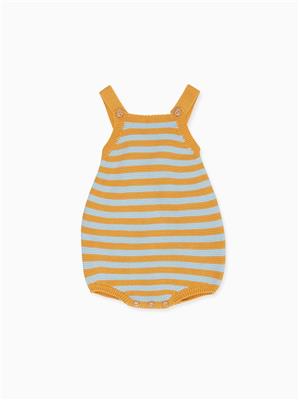 Honey Stripe Ninette Cotton Baby Knitted Overalls – La Coqueta Kids