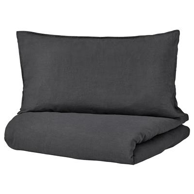 DYTÅG duvet cover and pillowcase(s), dark gray, Full/Queen (Double/Queen) - IKEA CA