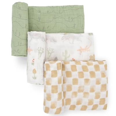 Little Unicorn - Desert Night Cotton Muslin Swaddle Blanket Set | Set of 3 | 100% Cotton | Newborns and Infants | 47 x 47 | Unisex