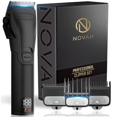 Novah® Professional Hair Clippers for Men, Professional Barber Clippers, Mens Cordless Hair Clippers for Barbers Haircut Kit Fade, Maquina de Cortar C