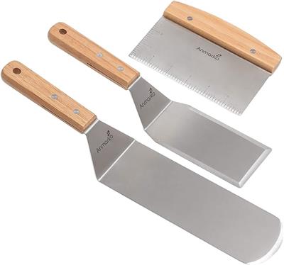 Amazon.com: Professional Metal Spatula Set - Stainless Steel Spatula and Griddle Scraper - Heavy Spatula Griddle Accessories Great for Cast Iron Gridd
