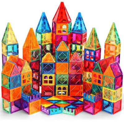 100PCS Magnetic Tiles Kids Toys - Magnetic Building Blocks STEM Magnet Building Set Preschool Learning for Kids Ages 3-8, Sensory Montessori Toys for