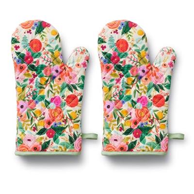RIFLE PAPER CO. Set of 2 Oven Mitts, Home Chef, Protect Hands, Heat Resistant, Garden Party