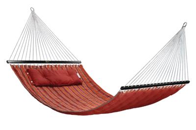 Bliss Hammocks Double Polyester Quilted Hammock w/ Pillow for Patio/Backyard, 55-in