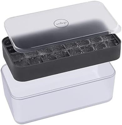 Amazon.com: W&P Ice Ball Box Silicone Circular Ice Tray with Lid & Bin, Holds 96 Spheres, Easy Release, Space-Saving Stackable Design, Dishwasher Safe