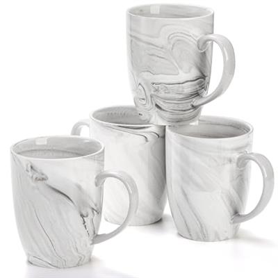 Youeon 13 Oz Marble Coffee Mugs Set of 4, Ceramic Coffee Mug Gift Set, Tea Cups Cocoa Cups, Coffee Mugs with Handles for Home, Office, Mothers Day, D