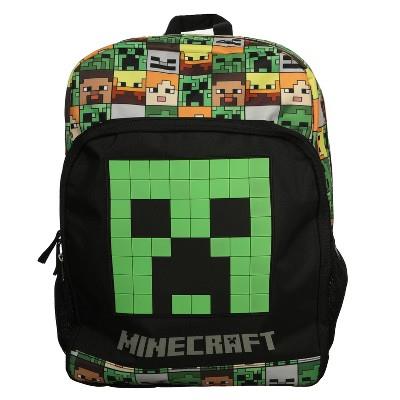 Kids Minecraft 16 Backpack With Big Face Creeper - Black : Target