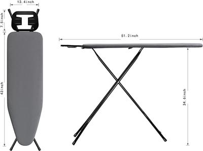 Amazon.com: UFETGYG Classic Ironing Board 43 X 13 W/with Iron Rest | Full Metal Construction| Height Adjustable | Heat & Scorch Resistant Fabric | Co