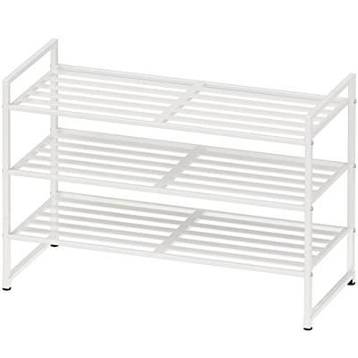 Simple Houseware 3-Tier Stackable Shoe Rack Organizer Shelf, White