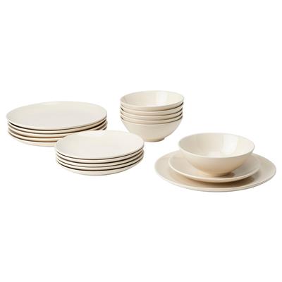 FÄRGKLAR 18-piece dinnerware set, glossy beige - IKEA CA
