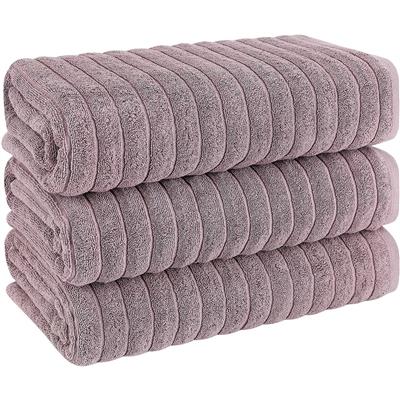 Classic Turkish Towels Plush Ribbed Cotton Luxurious Bath Sheets (Set of 3) 40x65 - 40x65