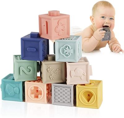Amazon.com: Mini Tudou Baby Blocks Soft Building Blocks Baby Toys Teethers Toy Educational Squeeze Play with Numbers Animals Shapes Textures 6 Months