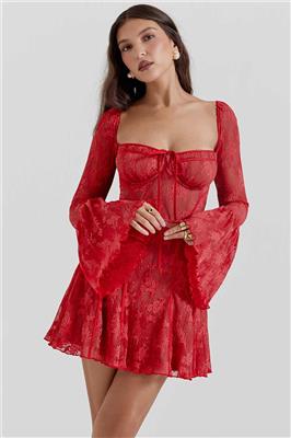 House of CB | ANALISSA SCARLET LACE CORSET DRESS