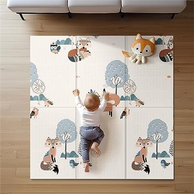 Amazon.com : Baby Play Mat, 59 X59  Extra Large Foldable Baby Mat for Playtime and Tummy Time, Thick Foam Play Mat for Baby, Waterproof, Reversible P