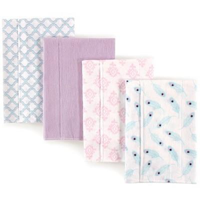 Hudson Baby Infant Girl Cotton Flannel Burp Cloths 4pk, Peacock Feather, One Size : Target