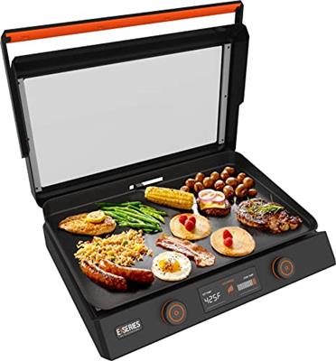 Blackstone 22-Inch Electric Griddle - 1200W Non Stick Ceramic Titanium Coated Stainless Steel Tabletop Griddle with EZ-Touch Control Dial, LCD Display