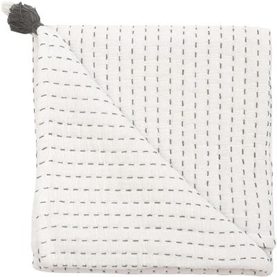 Crane Baby Luxe White and Black Stitched Stripe Blanket