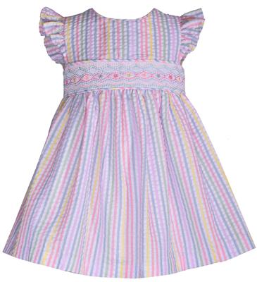 Bonnie Baby Multi Seeksucker Dress with Smocking