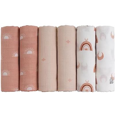 GLLQUEN BABY Receiving Blanket Boy Cotton Muslin Swaddle Blankets Girl Newborn Squares Breathable & Soft Thin Baby Blankets Cloths Double Absorbent In