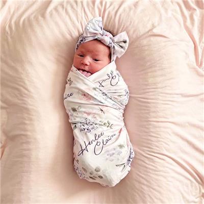 Henlees Hydrangea Personalized Baby Name Swaddle | Caden Lane