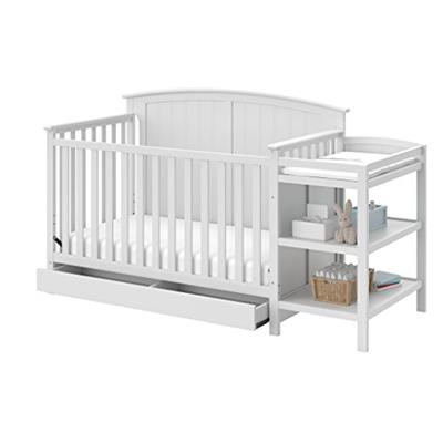 Storkcraft Steveston 5-in-1 Convertible Crib and Changer with Drawer (White) – GREENGUARD Gold Certified, Crib and Changing Table Combo with Drawer, C
