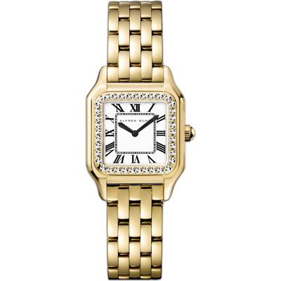 Alfred Sung Two-Hand Quartz Crystal Bezel Bracelet Watch, 24mm in White at Nordstrom Rack