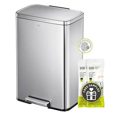 Amazon.com: EKO Madison Matte Stainless 50 Liter/13.2 Gallon Step Trash Can w/Inner Liner - Fingerprint Resistant Finish : Home & Kitchen