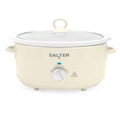 Salter Retro 6.5L Slow Cooker – 3 Heat Settings & Keep Warm, Dishwasher Safe Ceramic Pot, Tempered Glass Lid, Cool Touch Handles, Family Cooking, Stew