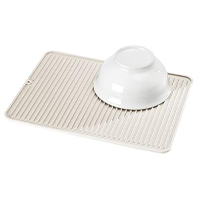mDesign Non-Slip Silicone Dish Dryer Mat – Dish Drainer with Ribbed Design for Kitchen Worktops – Dishwasher Safe Draining Mat for Dishes, Pots & Pans