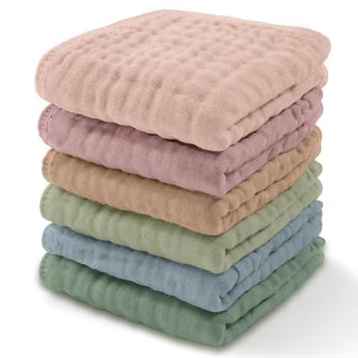 Baby Washcloths, Muslin Cotton Towels, Large 10”x10” Wash Cloths Soft on Sensitive Skin, Absorbent for Boys & Girls, Newborn Baby & Toddlers Essential