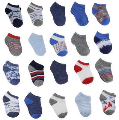 Capelli of New York Ocean Attack Recycled 20 Pack No Show Socks with Grippers