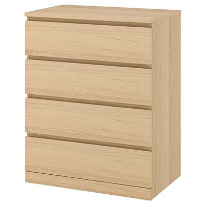 MALM Chest of 4 drawers, white stained oak veneer, 80x100 cm - IKEA