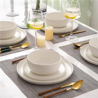 Amazon.com | AmorArc Ceramic Dinnerware Sets, Wavy Rim Stoneware Plates and Bowls Sets, Highly Chip and Crack Resistant | Dishwasher & Microwave & Ove