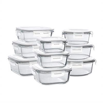 Bayco Glass Storage Containers with Lids, 9 Sets Glass Meal Prep Containers Airtight, Glass Food Storage Containers, Glass Containers for Food Storage