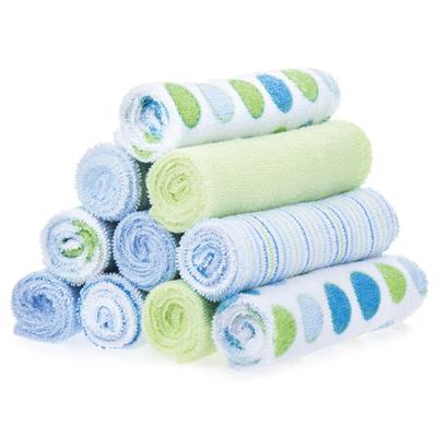 Spasilk Baby Washcloth Wipes Set for Infant Boys and Girls, Terry Bath Scrub, Pack of 10, Blue Dots - Walmart.com