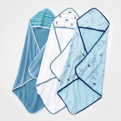 Baby 3pk Boys Seaside Hooded Towel - Cloud Islandâ„¢ Blue : Target