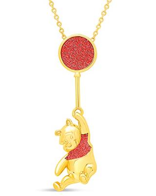Disney Winnie The Pooh Necklace Official License 18 - 18k Gold Flash-Plated Necklace with Pooh Bear Pendant