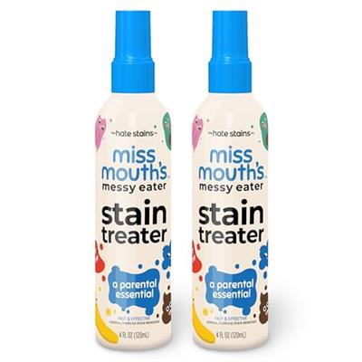Miss Mouths Messy Eater Stain Treater Spray - 4oz 2 Pack Stain Remover - Newborn & Baby Essentials - No Dry Cleaning Food, Grease, Coffee Off Laundry