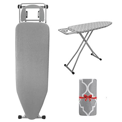 Rainberg 122 x 38cm Folding Ironing Board with Jumbo Iron Rest, Adjustable Height Up To 93cm, Foldable & Collapsible Ironing Table with Extra Cover (G